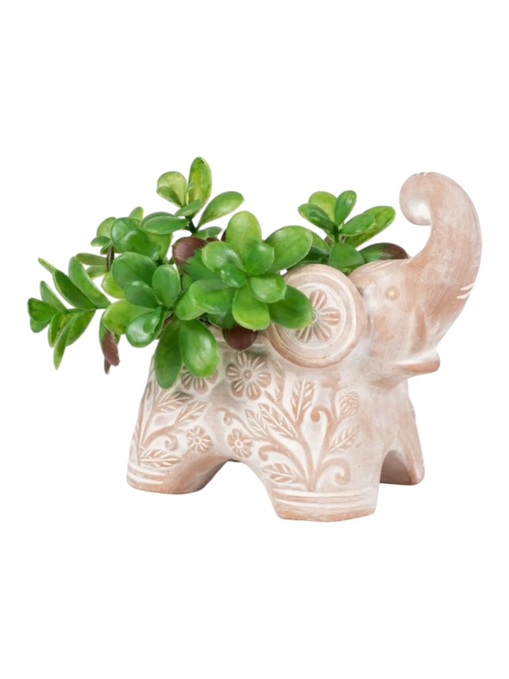 Handmade Terracotta Trumpeting Elephant Planter Drainage Indoor Outdoor BNIB